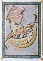 The storm at sea, from the Gospel of the Abbess Hitda
